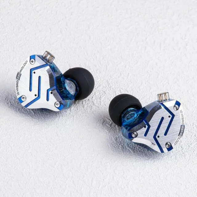Alt view image 4 of 7 - KZ ZS10 Pro, 4BA+1DD 5 Driver in Ear Monitor, HiFi Wired Earbuds, Gaming Earbuds, Hybrid IEM Earphones with Stainless Steel Faceplate, Detachable Cable for Musician(with Mic, Glare Blue)