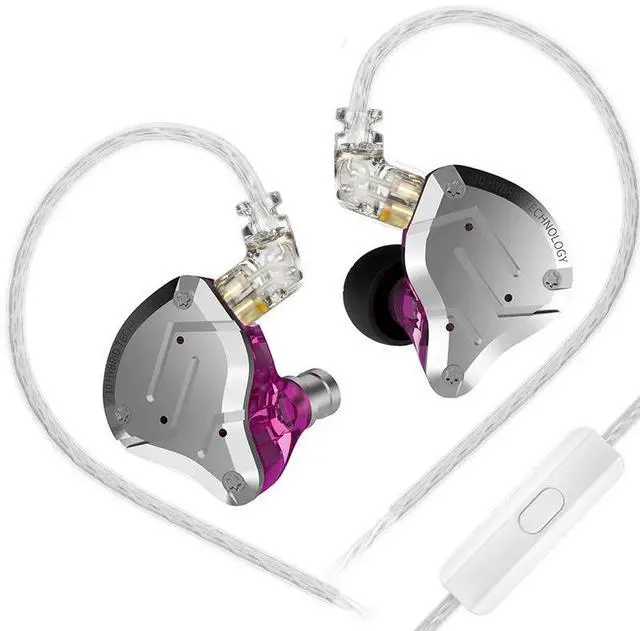 Main image of KZ ZS10 Pro, 4BA+1DD 5 Driver in Ear Monitor, HiFi Wired Earbuds, Gaming Earbuds, Hybrid IEM Earphones with Stainless Steel Faceplate, Detachable Cable for Musician (with Mic, Purple)
