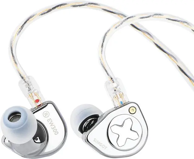 Main image of SIMGOT EW300 1DD+1Planar+1PZT Hybrid Driver IEMs, Standard Edition,HiFi Wired Earbuds, Gaming Earbuds with Detachable Nozzles, Silver-Plated OFC In Ear Monitor Cable for Audiophile Musician