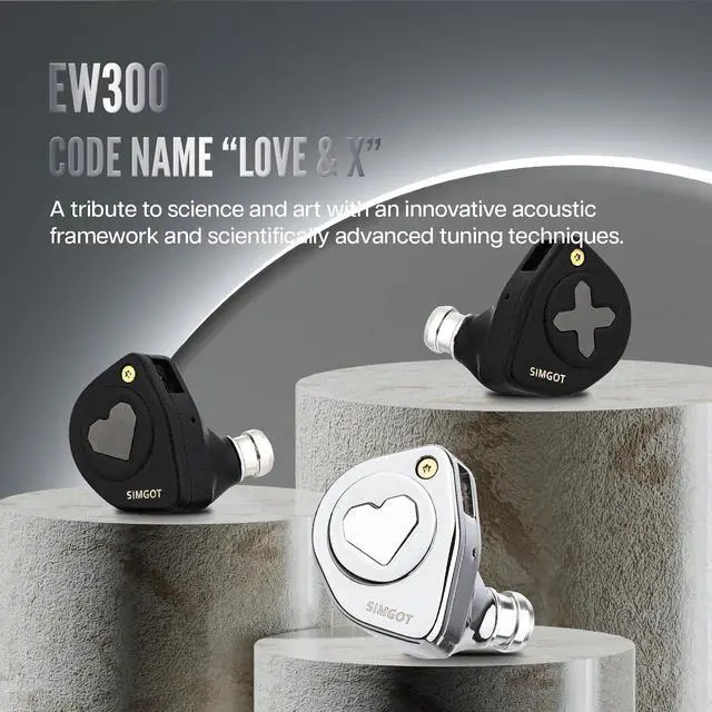 Alt view image 5 of 5 - SIMGOT EW300 1DD+1Planar+1PZT Hybrid Driver IEMs, Standard Edition,HiFi Wired Earbuds, Gaming Earbuds with Detachable Nozzles, Silver-Plated OFC In Ear Monitor Cable for Audiophile Musician