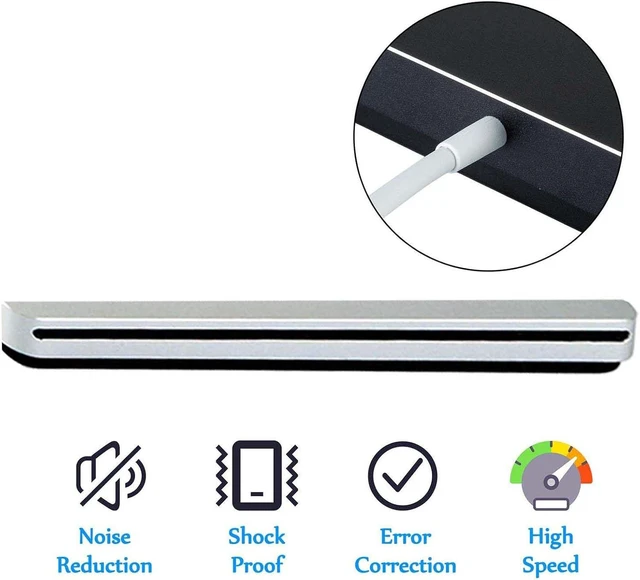 Alt view image 6 of 6 - External USB-C SuperDrive DVD CD Drive Portable DVD CD Reader/Burner for Apple-MacBook Air/Pro/iMac/Mini/MacBook Pro/ASUS/DELL/Laptop with USB-C Port Plug and Play (Silver)