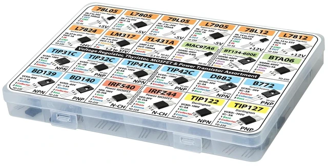 Alt view image 3 of 5 - Power Transistor, Mosfet, Thyristor and Voltage Regulator Assortment Kit, 82 pcs, 24 Types