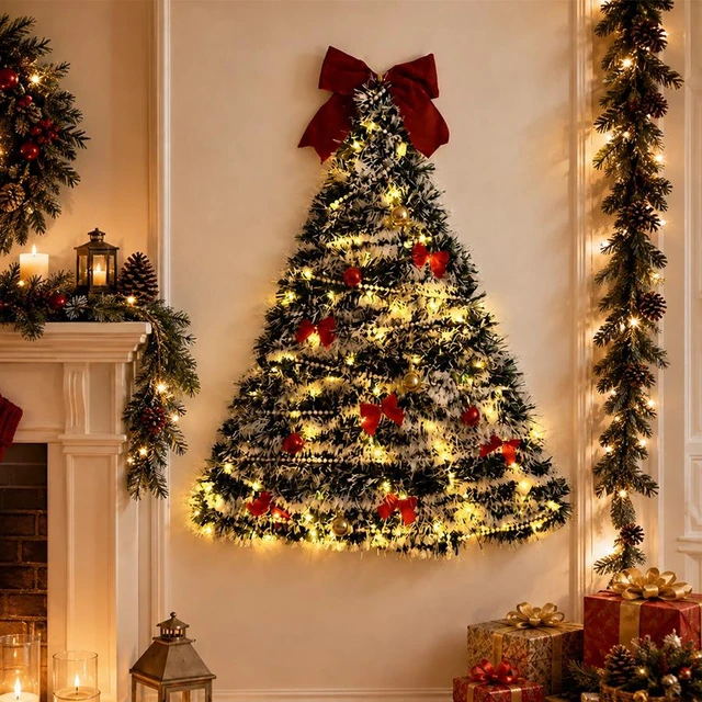 Main image of DIY Christmas Tree Decoration Set Lighted Artificial PVC Tinsel Tree Window Shop Festival Store Display