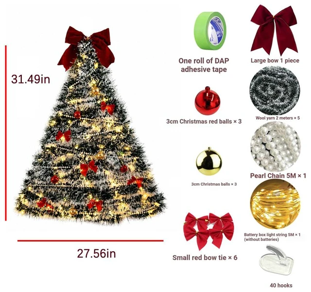 Alt view image 2 of 6 - DIY Christmas Tree Decoration Set Lighted Artificial PVC Tinsel Tree Window Shop Festival Store Display