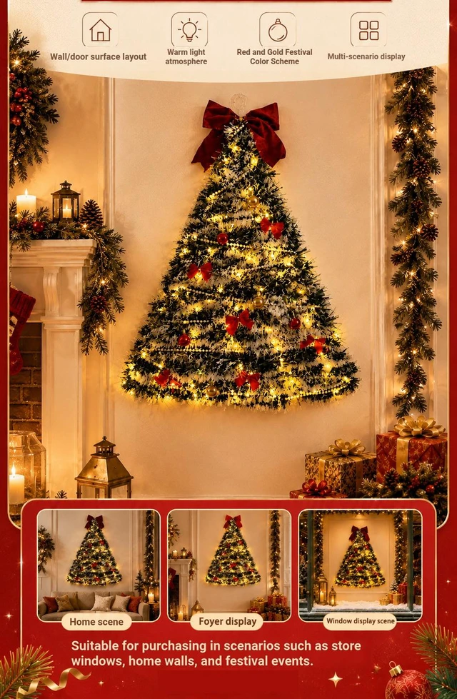 Alt view image 3 of 6 - DIY Christmas Tree Decoration Set Lighted Artificial PVC Tinsel Tree Window Shop Festival Store Display