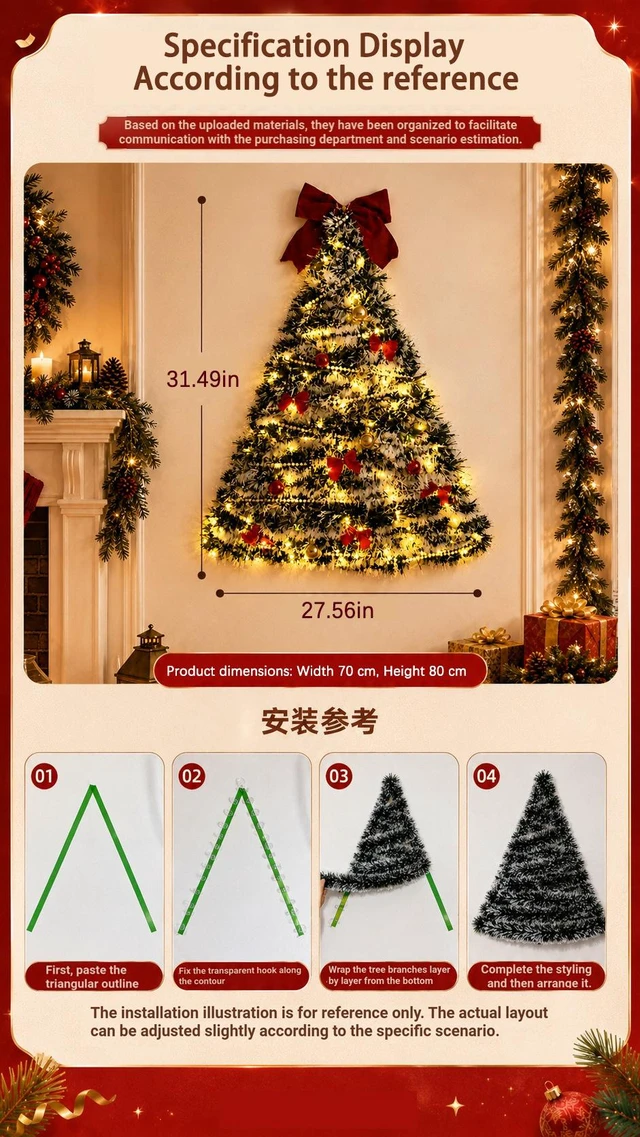 Alt view image 6 of 6 - DIY Christmas Tree Decoration Set Lighted Artificial PVC Tinsel Tree Window Shop Festival Store Display
