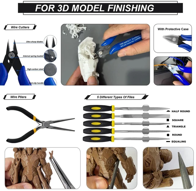 Alt view image 2 of 7 - 124Pcs 3D Printing Accessory Tools with Tool Bag,Remove/Trim and Finish 3D Print, Deburring Tool, Nozzle Cleaning, Removal Scrapers, Finishing Tools