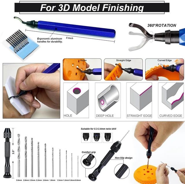 Alt view image 6 of 7 - 124Pcs 3D Printing Accessory Tools with Tool Bag,Remove/Trim and Finish 3D Print, Deburring Tool, Nozzle Cleaning, Removal Scrapers, Finishing Tools