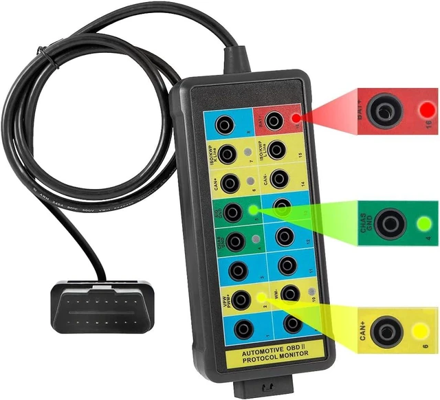 Main image of OBD2 Breakout Box with LED Light Indicator, Professional 16-Pin OBD Breakout Box, Automotive Electrical Diagnostic Test Tool, Portable Testing Tool