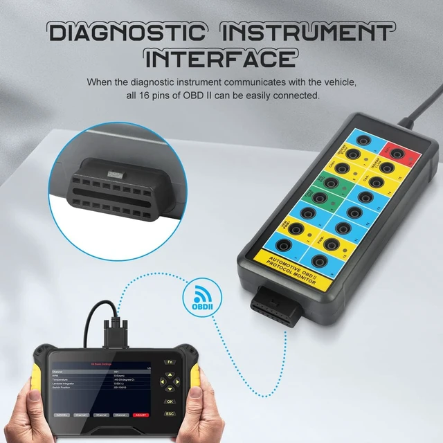 Alt view image 3 of 7 - OBD2 Breakout Box with LED Light Indicator, Professional 16-Pin OBD Breakout Box, Automotive Electrical Diagnostic Test Tool, Portable Testing Tool