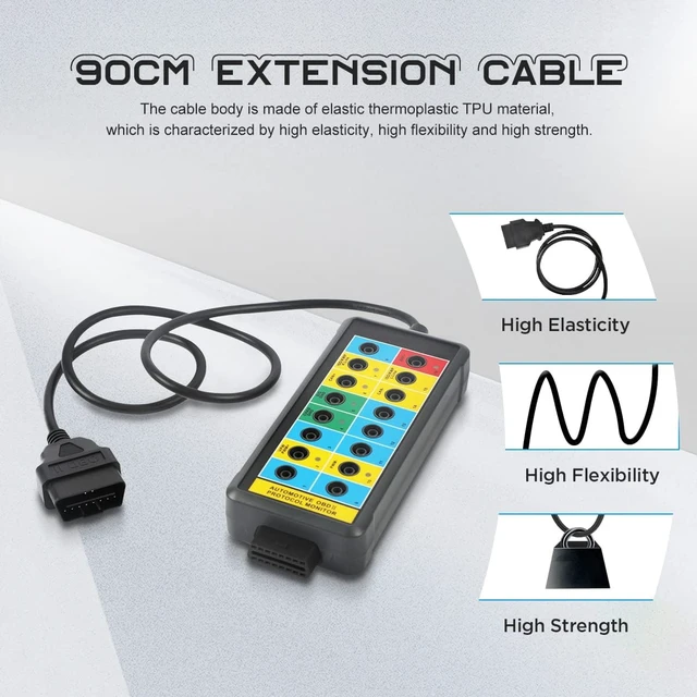Alt view image 5 of 7 - OBD2 Breakout Box with LED Light Indicator, Professional 16-Pin OBD Breakout Box, Automotive Electrical Diagnostic Test Tool, Portable Testing Tool