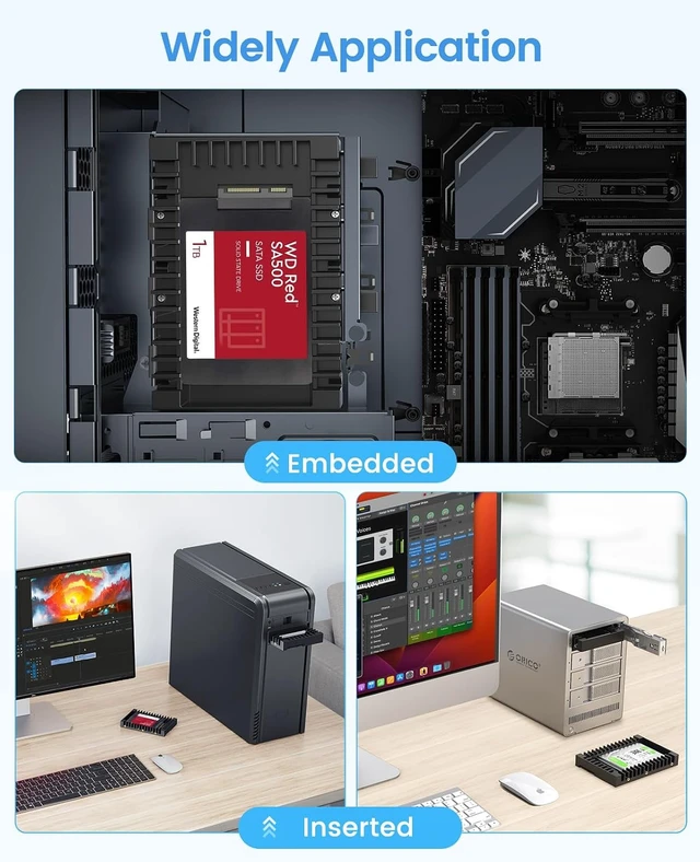 Alt view image 6 of 7 - 2.5 SSD SATA to 3.5 Hard Drive Adapter Internal Drive Bay Converter Mounting Bracket Caddy Tray for 7 / 9.5 / 12.5mm 2.5 inch HDD / SSD with SATA III Interface