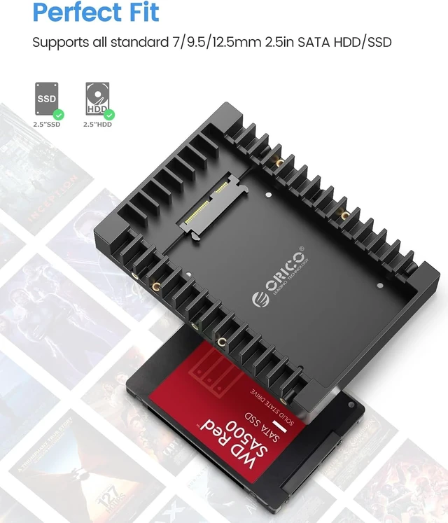 Alt view image 4 of 7 - 2.5 SSD SATA to 3.5 Hard Drive Adapter Internal Drive Bay Converter Mounting Bracket Caddy Tray for 7 / 9.5 / 12.5mm 2.5 inch HDD / SSD with SATA III Interface