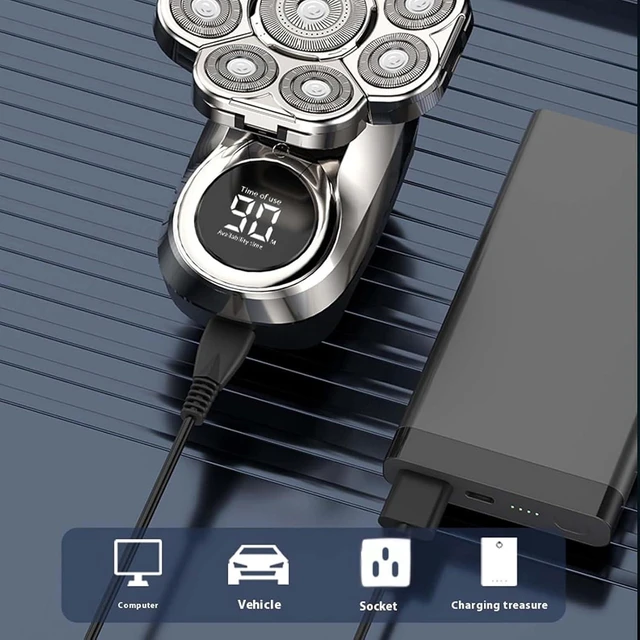 Alt view image 5 of 7 - Bawldy Pro Head Shaver with 9D Floating, IPX7 Waterproof,Stainless Steel Dual-Blade 9000RPM, LED Display, USB-C Fast Charge, 6-in-1 Kit for Head/Beard/Nose/Ear, Travel Lock