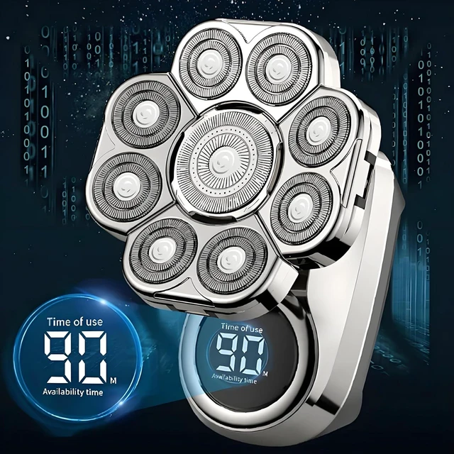 Alt view image 2 of 7 - Bawldy Pro Head Shaver with 9D Floating, IPX7 Waterproof,Stainless Steel Dual-Blade 9000RPM, LED Display, USB-C Fast Charge, 6-in-1 Kit for Head/Beard/Nose/Ear, Travel Lock