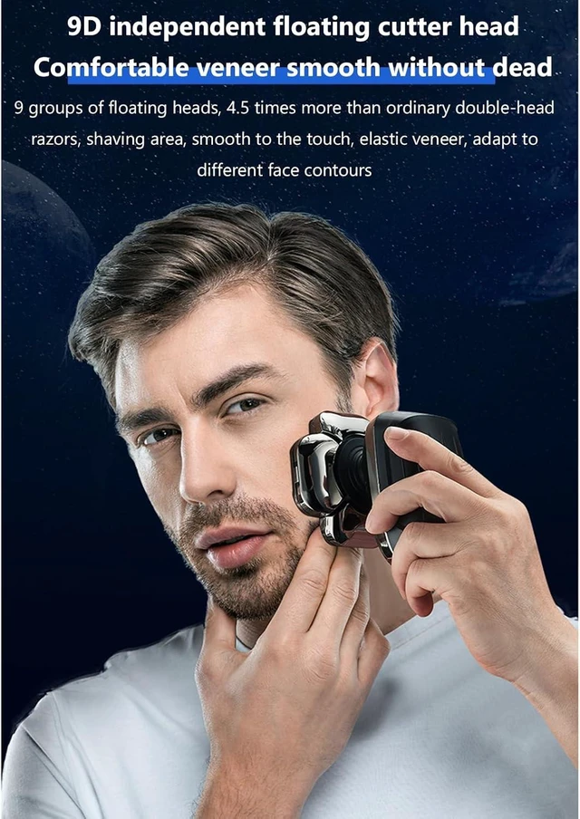 Alt view image 3 of 7 - Bawldy Pro Head Shaver with 9D Floating, IPX7 Waterproof,Stainless Steel Dual-Blade 9000RPM, LED Display, USB-C Fast Charge, 6-in-1 Kit for Head/Beard/Nose/Ear, Travel Lock