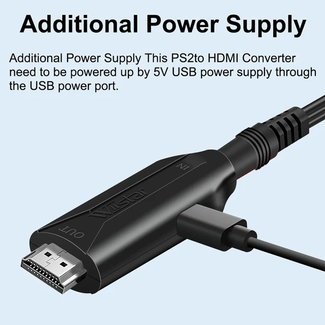 Alt view image 2 of 7 - HDMI Cable for PlayStation 2 & PlayStation 1 Console (PS2 & PS1), PS1/PS2 to HDMI Adapter with True RGB Signal Output PlayStation 1 Adapter Sony PS2 HDMI Converter