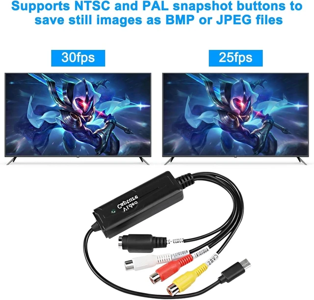 Alt view image 7 of 7 - RCA AV to USB C Converter Video Capture Card Adapter,1 Channel AV NTSC PAL Video S Video/Composite to USB Converter Video Audio RCA for Mobile Phone/PC