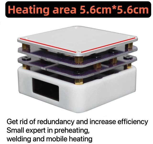 Alt view image 3 of 6 - PD Protocol 65W Mini Constant Temperature Heating Stage Preheater LED Display Reflow Soldering Station Welding Heating Plate
