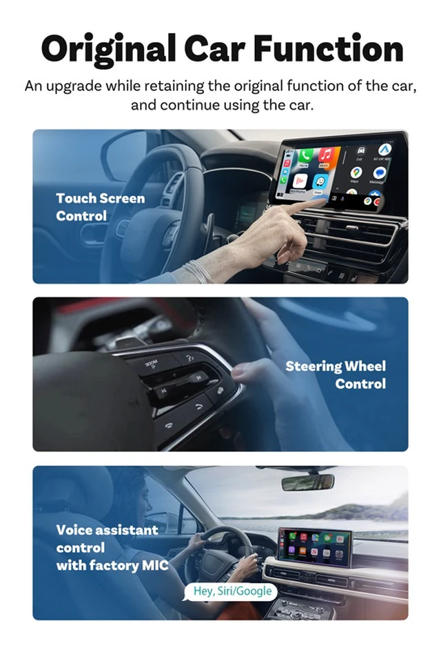 Alt view image 3 of 7 - Wireless CarPlay Adapter for iPhone & Android Auto,5GHz WiFi Dongle, Stable Zero-Delay Connection, Plug & Play to Convert Wired CarPlay to Wireless, Compact Aluminum Design