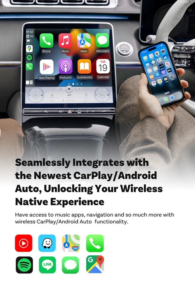 Alt view image 5 of 7 - Wireless CarPlay Adapter for iPhone & Android Auto,5GHz WiFi Dongle, Stable Zero-Delay Connection, Plug & Play to Convert Wired CarPlay to Wireless, Compact Aluminum Design
