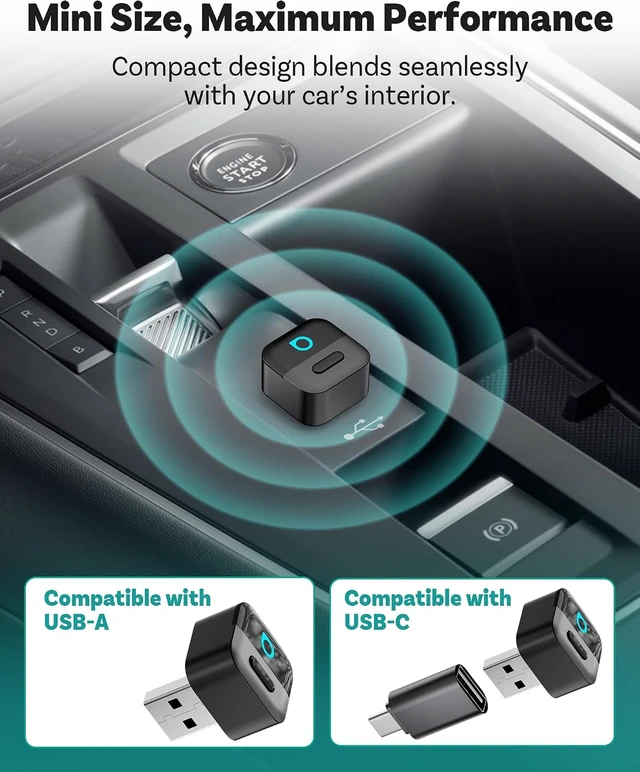 Alt view image 3 of 7 - Mini Pico Wireless CarPlay & Android Auto Adapter WiFi 6 + Bluetooth 5.4, Plug & Play, Fast Auto-Reconnect, Ultra-Compact Design, Works with Factory Wired CarPlay Cars
