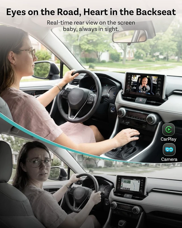 Alt view image 5 of 7 - Cabin Care Car Adapter with Baby Car Camera, Wireless CarPlay Display on CarScreen 2026, Plug-and-Play 1080P HD Rear Seat Baby Monitor, Split Screen Navigation, for Parents & Pet Owners