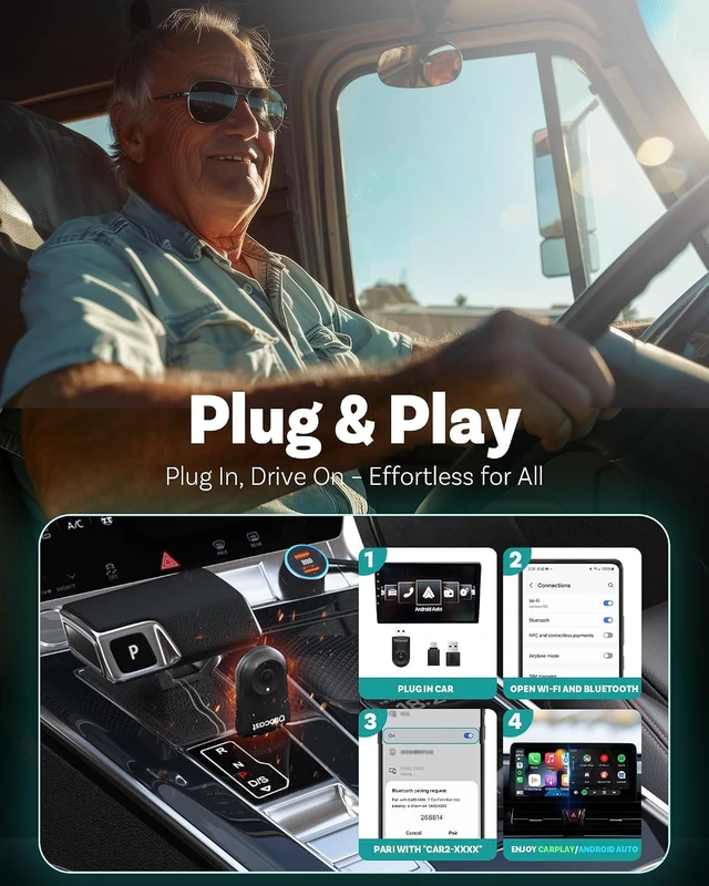 Alt view image 4 of 7 - Mini 2025 2-in-1 Wireless CarPlay/Android Auto Adapter, 5GHz WiFi, Auto Connect for 2016+ Cars