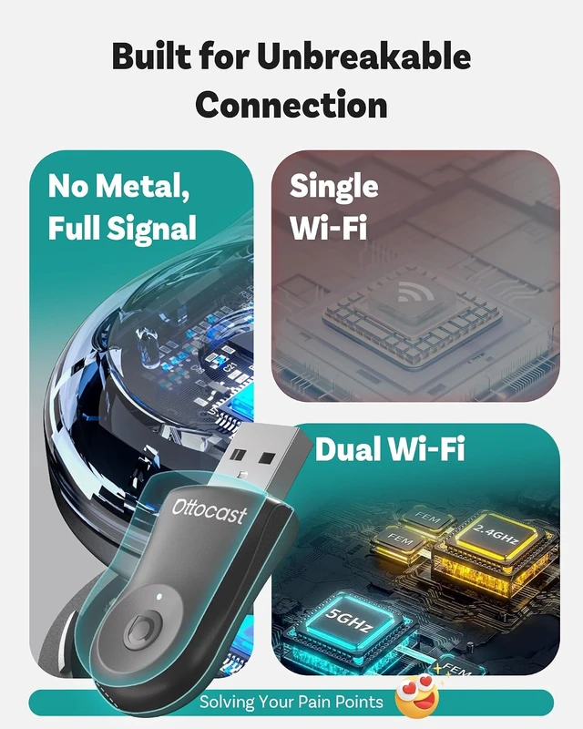 Alt view image 3 of 7 - Mini 2025 2-in-1 Wireless CarPlay/Android Auto Adapter, 5GHz WiFi, Auto Connect for 2016+ Cars
