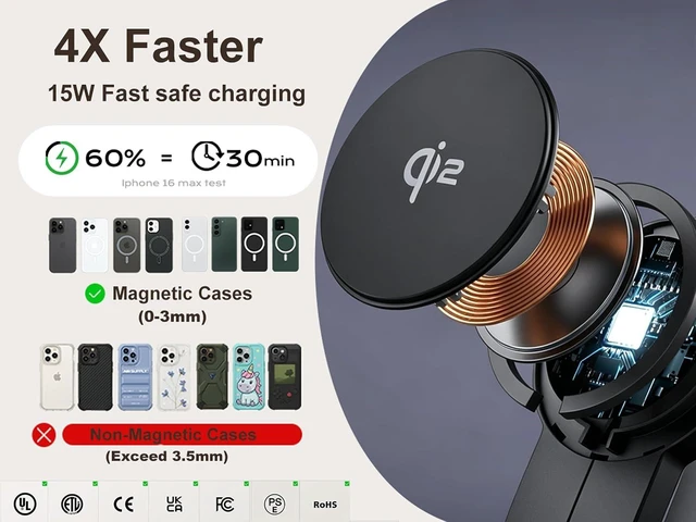 Alt view image 6 of 7 - Wireless Charger 3 in 1 for iPhone, Magnetic Charging Station for Apple Family with Adjustable Multicolor Ambient Light, 15W Fast MagSafe Charger Stand,for iPhone17-12-iWatch AirPods Series