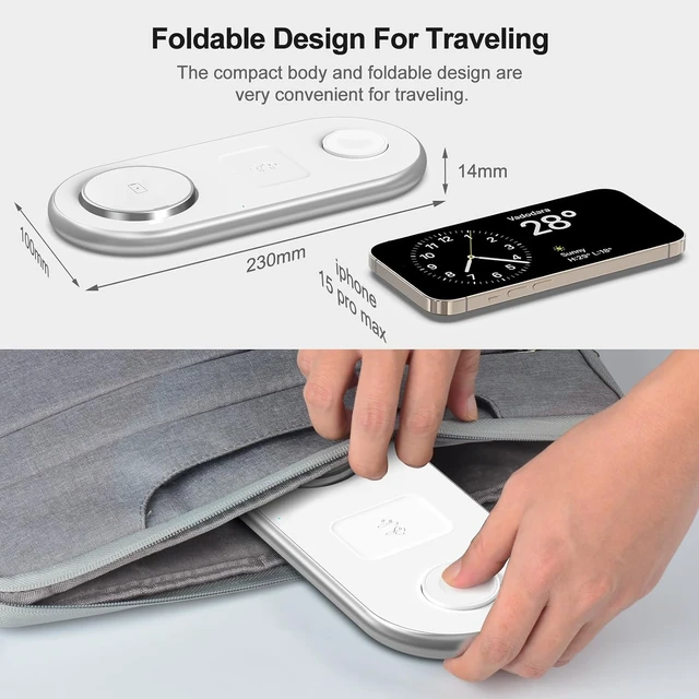 Alt view image 4 of 6 - 3 in 1 Charging Station for Apple - Faster Mag-Safe Charger Stand for iPhone - Magnetic Wireless Charger Station for iPhone 17/16/15/14/13/12 Series, Apple Watch Series, AirPods Pro (White)