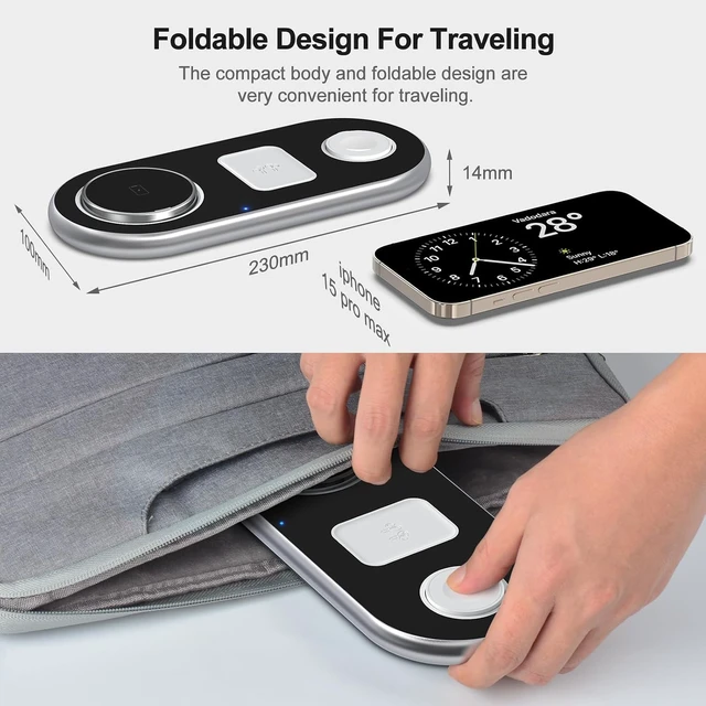 Alt view image 2 of 6 - 3 in 1 Charging Station for Apple Devices, Faster Mag-Safe Charger Stand, Magnetic Wireless Charger Station for iPhone 17 16 15 14 13 12 Pro Max Plus, Apple Watch iwacth & AirPods, Adjustable Angle