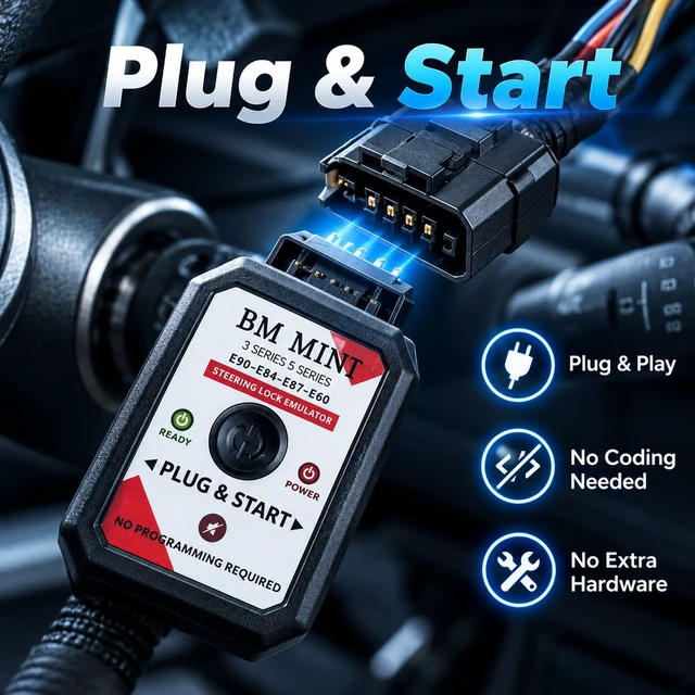 Alt view image 3 of 6 - Steering Lock Emulator for BMW E90 E91 E92 E93 E84 E87 E60 MINI ELV ESL Bypass Module, Plug & Play, No Programming Required
