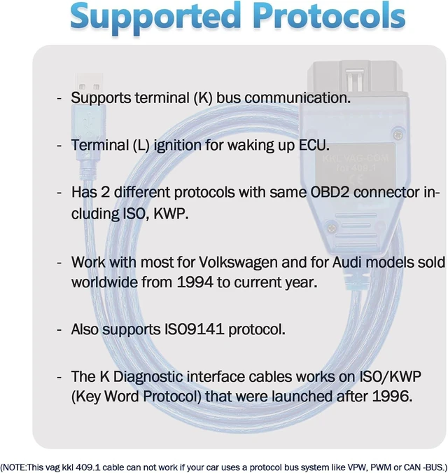 Alt view image 3 of 7 - For VAG 409 KKL OBD2 Car Diagnostic Cable Scanner Interface For Vag KKL 409 Chip CH340 works For VW/Audi/Seat/Volkswagen/Skoda