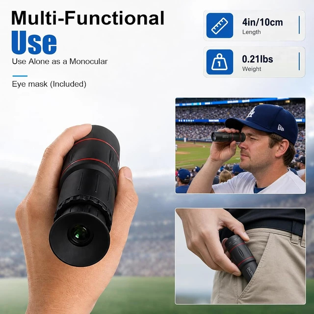 Alt view image 4 of 7 - 28X Telephoto Zoom Lens with Tripod for iPhone Samsung Android Camera, HD Clip-On Monocular Telescope for Moon, Concerts, Wildlife, Sports Events, Bird Watching, Portable Smartphone Lens Kit