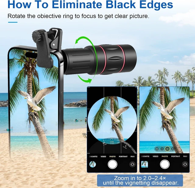 Alt view image 6 of 7 - 28X Telephoto Zoom Lens with Tripod for iPhone Samsung Android Camera, HD Clip-On Monocular Telescope for Moon, Concerts, Wildlife, Sports Events, Bird Watching, Portable Smartphone Lens Kit