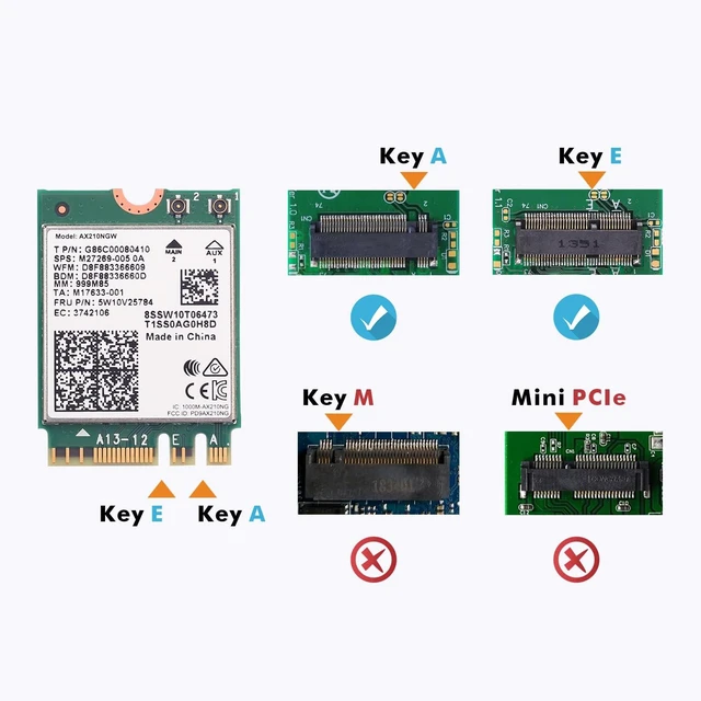 Alt view image 3 of 6 - WiFi 6E AX210 NGW Wireless Card M.2 2230/NGFF WiFi 6E Laptop Module with Bluetooth 5.3, 5400Mbps Tri-Band AX210 WiFi Chip Adapter, MU-MIMO, Ultra-Low Latency, Supports Windows 11/10 (64bit)
