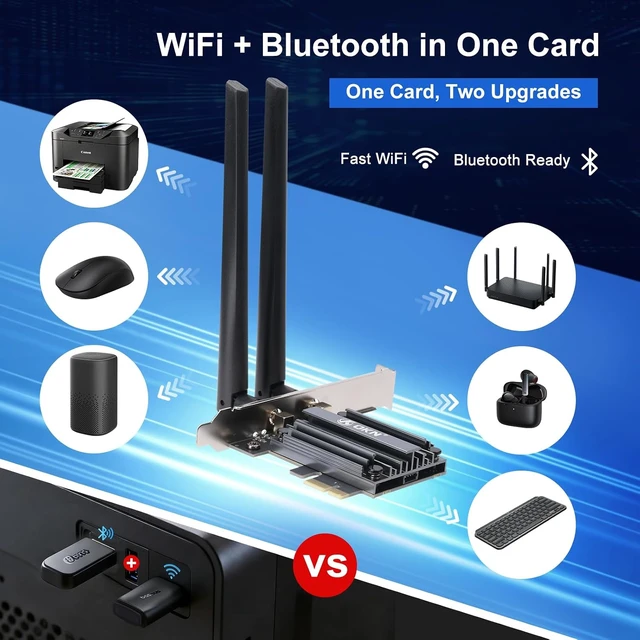 Alt view image 6 of 7 - WiFi 7 PCIE Card 9.3Gbps 802.11BE WiFi 6E Card with Bluetooth 5.4 Tri-Band 4K QAM 320MHz WiFi 7 BE200 Inside Wireless Network Adapter for PC Desktop Supports Windows 10/11 (Not for AMD Motherboard)