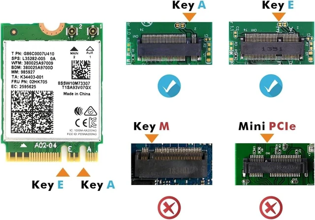 Alt view image 3 of 4 - AX210NGW WiFi 6E Card M.2 5400Mbps Tri-Band Wireless Module for Laptop,11AX WiFi Adapter with Bluetooth 5.3,MU-MIMO, Ultra-Low Latency, NGFF, Supports Windows 11/10 (64bit)