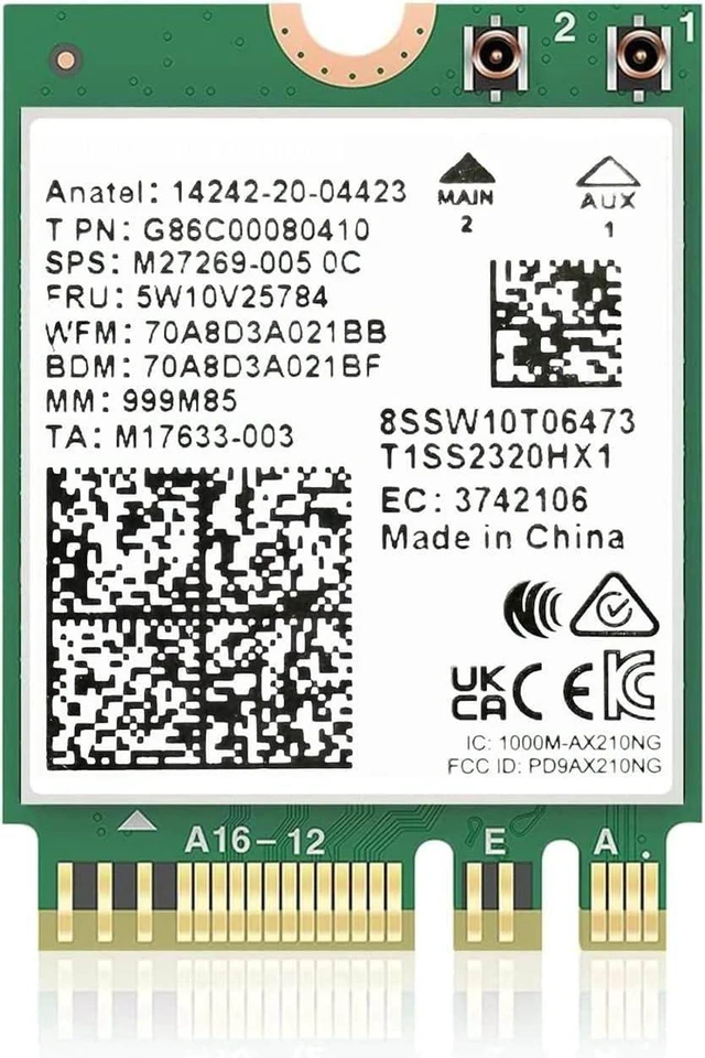 Main image of AX210NGW WiFi 6E Card M.2 5400Mbps Tri-Band Wireless Module for Laptop,11AX WiFi Adapter with Bluetooth 5.3,MU-MIMO, Ultra-Low Latency, NGFF, Supports Windows 11/10 (64bit)