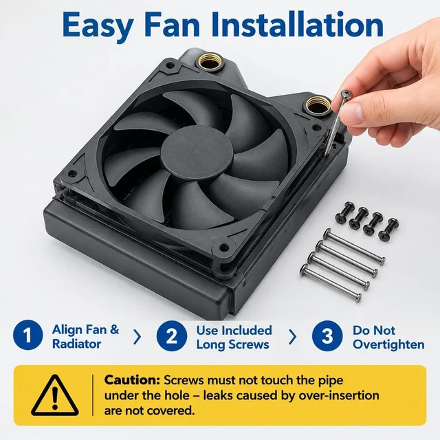 Alt view image 2 of 7 - 120mm Copper Water Cooling Radiator, 29mm, 2 G1/4 Ports, Copper & brass · 14 micro-channels · G1/4 · ITX/SFF loop · fits EK, Alphacool, Barrow, XSPC builds