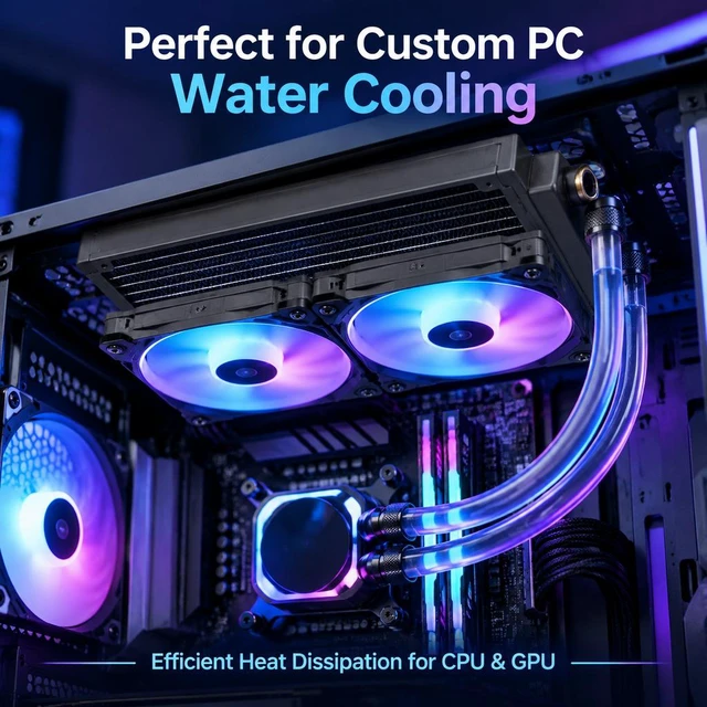 Alt view image 4 of 7 - 120mm Copper Water Cooling Radiator, 29mm, 2 G1/4 Ports, Copper & brass · 14 micro-channels · G1/4 · ITX/SFF loop · fits EK, Alphacool, Barrow, XSPC builds