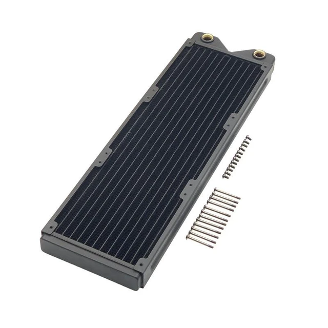 Main image of 360mm Copper Water Cooling Radiator, 29mm, 2 G1/4 Ports, Black,Copper & brass · 14 micro-channels · G1/4 · high-TDP CPU+GPU · fits EK, Alphacool, Barrow, XSPC builds