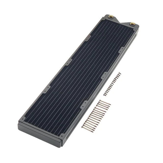 Main image of 480mm Copper Water Cooling Radiator, 29mm, 2 G1/4 Ports, Black,Copper & brass · 14 micro-channels · G1/4 · full-tower CPU+GPU · fits EK, Alphacool, Barrow, XSPC builds