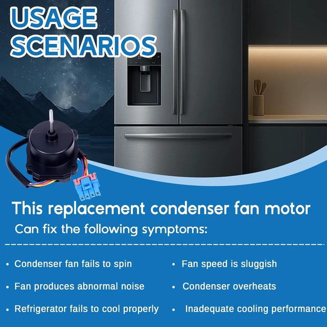 Alt view image 6 of 7 - EAU65058502 Condenser Fan Motor Assembly for LG Refrigerators,AP7178309 Evaporator Fan Motor Replaces EAU64843805 PS16662422 RFD3410A102A EAU65058501 EAU63103302, DC12V 1A 4-Pin