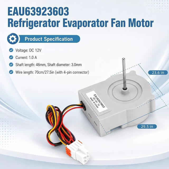 Alt view image 4 of 7 - EAU63923603 Refrigerator Evaporator Fan Motor for LG Kenmore,fits LG/Kenmore refrigerators Replaces EAU65058305 AP6317197 PS12383671 DC12V 1A 4-pin