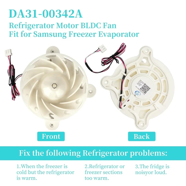 Alt view image 6 of 7 - DA31-00342A Refrigerator Fan Motor for Samsung Freezer Evaporator,Compatible with RS27T5200SG, RS22T5561SR, RS22T5201SR, RS27T5200SR, RS23A500ASR, RS23A500ASG, RS28A5F61SR, RS28A5F61SG
