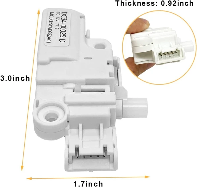Alt view image 4 of 7 - DC34-00025D DC12V Washer Door Lock Switch for Samsung Replacement Parts,for WW90K74150OX,WW90K74150SC,WW90K74150O,WF45K6200AW/A2,WF45K6500AZ/A2 Washing Machine, Middle Door Lock, Replace PS11758871