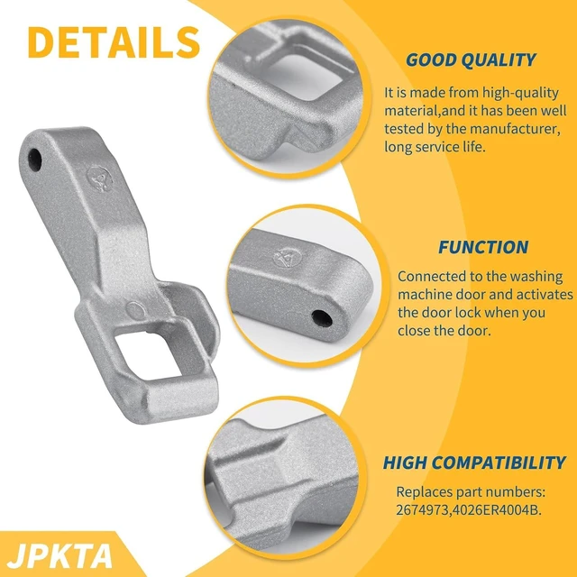 Alt view image 4 of 7 - MFG63099101 Washer Door Lock Strik Replacement Part by JPKTA Compatible with LG Kenmore Elite Washing Machine Door Latch Hook Locker WM3170CW WM3670HVA