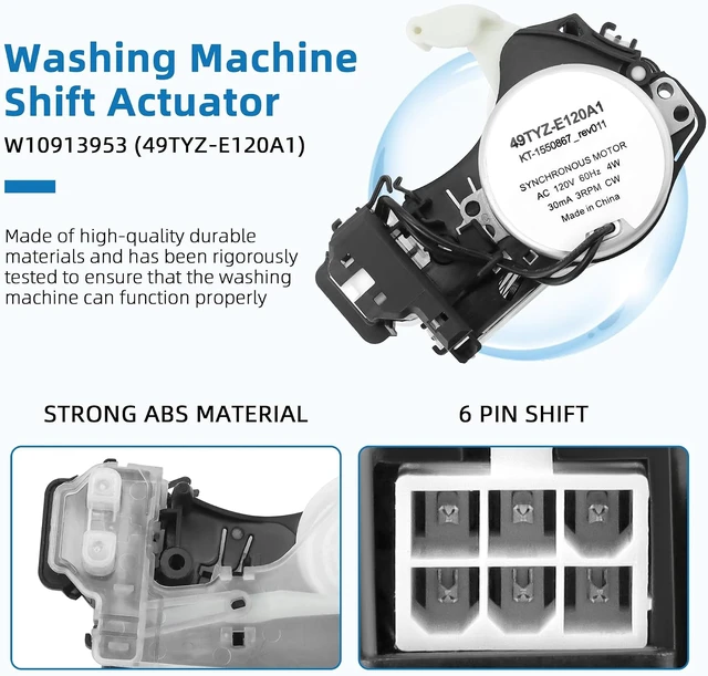 Alt view image 2 of 7 - Upgraded W10913953 W10597177 49tyz-e120a1 Washer Shift Actuator,Fit for Whirl.pool Ama.na Ken.more May.tag Washers Replace AP6037270 W10815026 W10913953VP by Fetechmate-2 Year Warranty